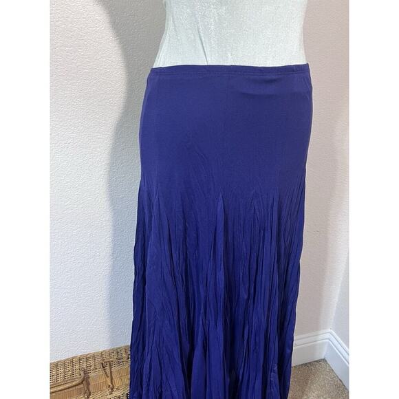 Vintage Fairy Crinkle Maxi Skirt Asymmetrical Artsy Boho Purple Sz M Stretchy - Picture 3 of 8